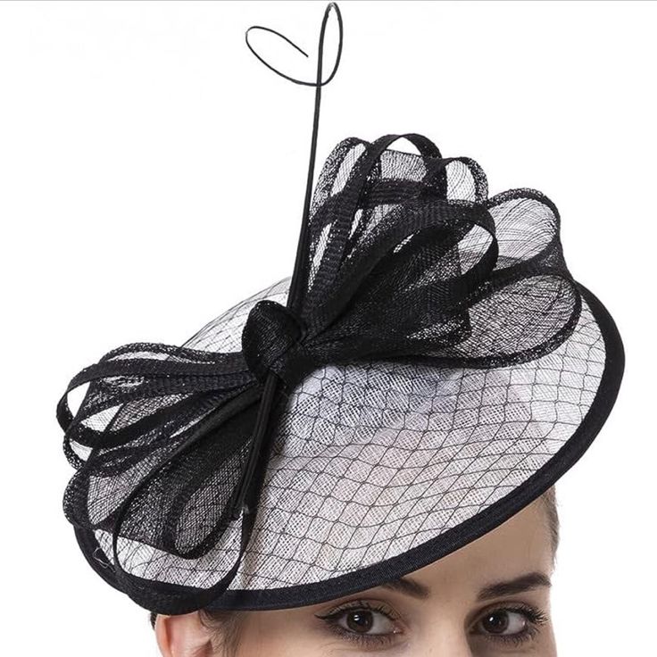 Fascinator For Women Hair Clip Hat Bowler Feather Flower Veil Wedding Party Hat Tea Hat Black And White Color With Headband. Round Base And Slip-On Headband Will Allow You To Look Flawless. It Is Lightweight Comfortable Also Easy To Wear.Wear To Kentucky Derby Race. Ect. Black Summer Wedding Headpieces, Black Spring Party Headpiece, Black Headpiece For Spring Wedding, Black Headpieces For Spring Party, Black Wedding Fascinator For Spring, Spring Party Black Headpieces, Black Mini Hats For Summer Weddings, Chic Black Wedding Headpiece, Black Party Fascinator With Structured Crown