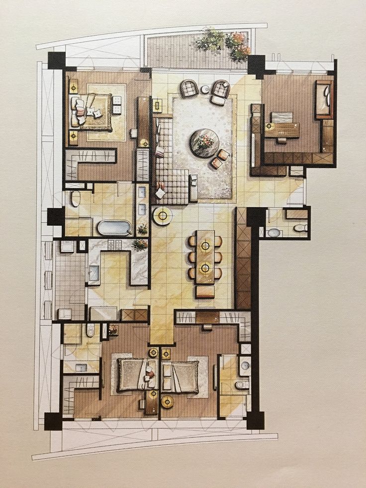 a drawing of a floor plan for a house with two levels and three rooms on each level