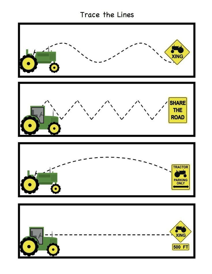 the worksheet shows how to cut lines for tractors and farm animals, as well as instructions on how to use them