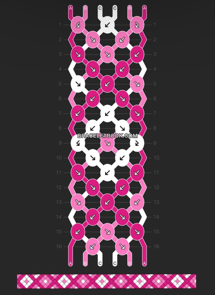 the pink and white pattern is on top of black background, with text below it