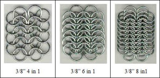 three different types of metal rings are shown in this diagram, and each has four different sizes