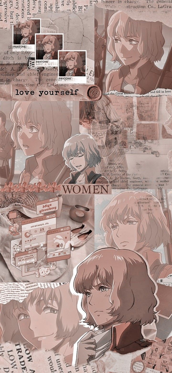 an image of some anime characters with different expressions and words on them that say i love you, women