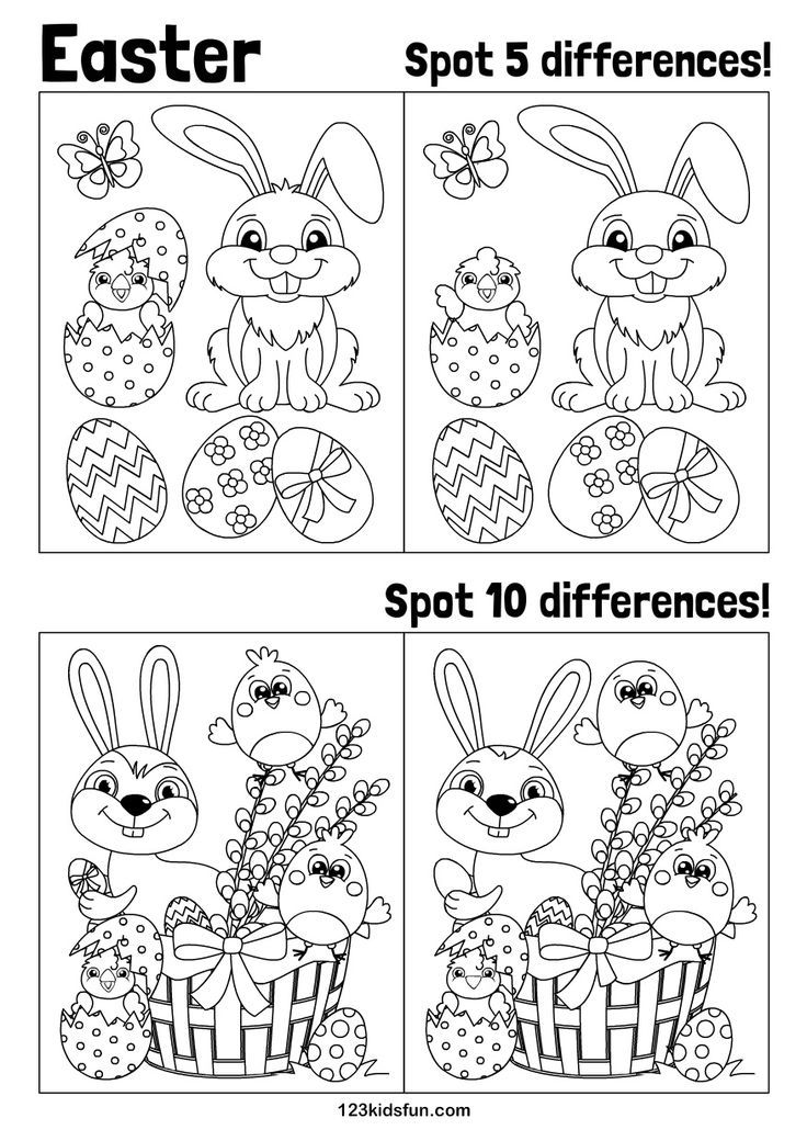 an easter themed coloring page with three pictures of the same bunny and rabbit in different colors