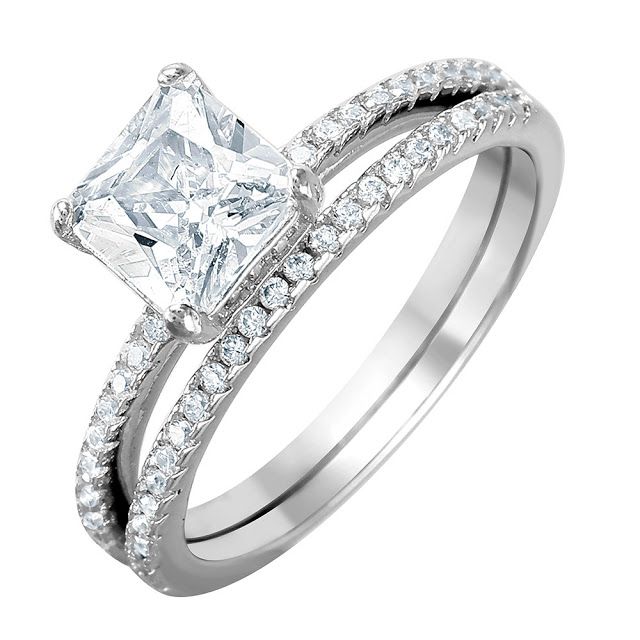 a princess cut diamond engagement ring set