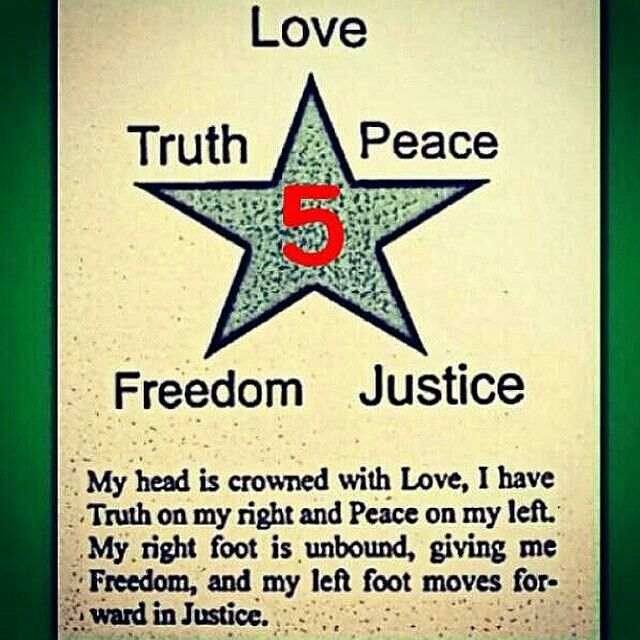 a sign that says love truth peace and the number five star on top of it