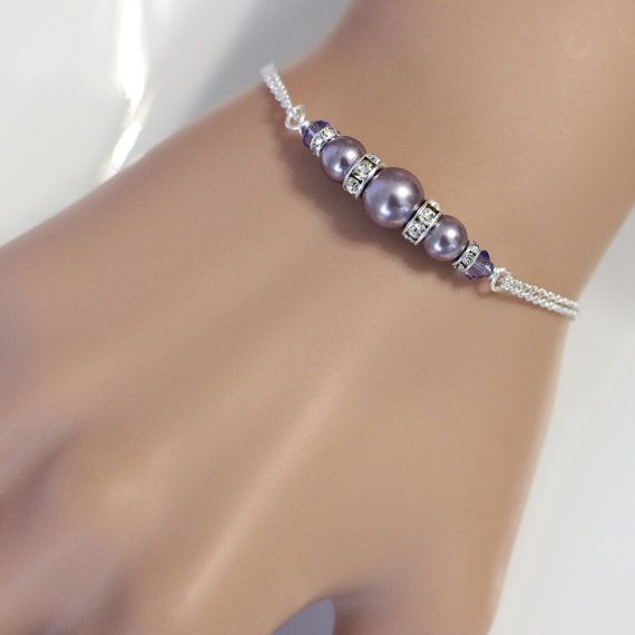 Bracelet Purple Wedding Bracelet, Bridesmaid Gift Bracelet, Bridesmaid Bracelet Gift, Pearl Bracelet Jewelry, Tanzanite Crystal, Purple Bridesmaid, Gift Bracelet, Purple Bracelet, Bracelet Wedding