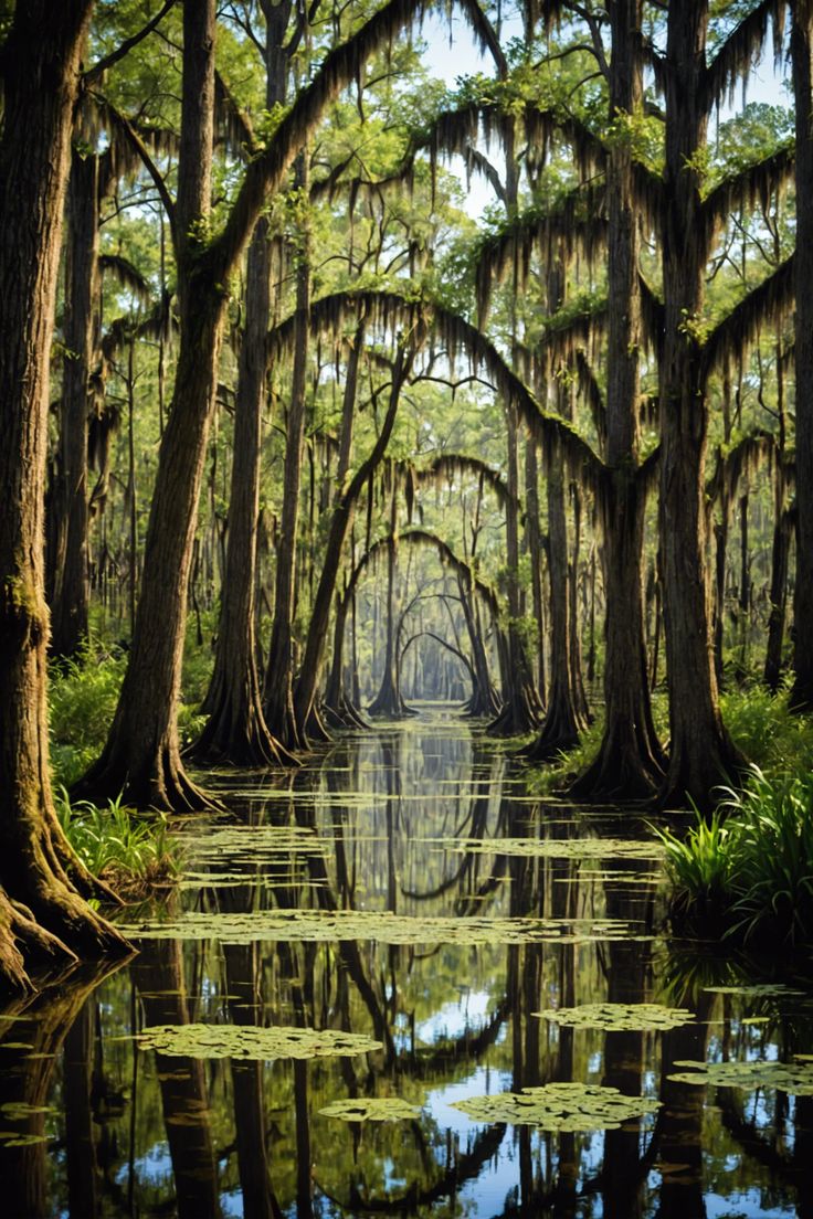 Mysteries of the Swamp: Exploring Louisiana's Enchanting Bayous Beautiful Swamp Aesthetic, The Bayou New Orleans, Bayou New Orleans, Louisiana Aesthetic Wallpaper, Louisiana Bayou Aesthetic, Louisiana Mardi Gras Aesthetic, Louisiana Swamp Aesthetic, Louisiana Interior Design, Bayou Gothic