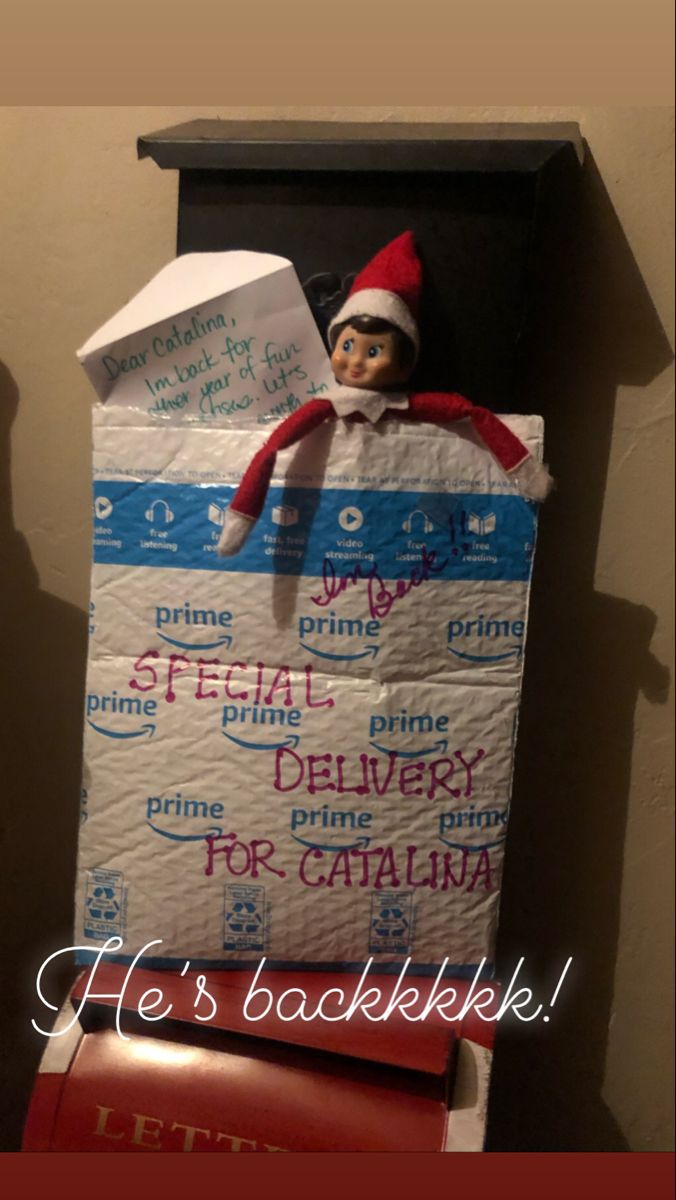 an elf is sitting on top of a mailbox with the message special delivery for santa