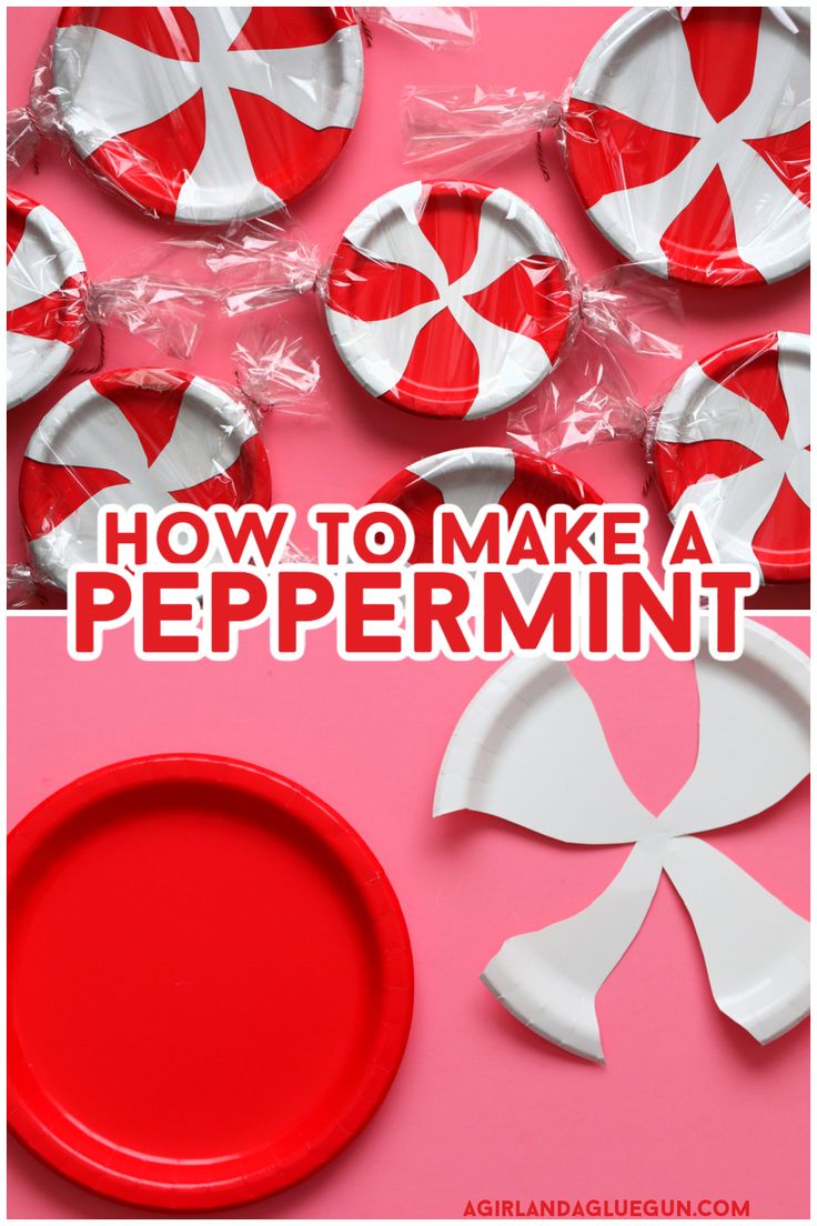 how to make a peppermint paper plate craft for kids and adults with free printable instructions