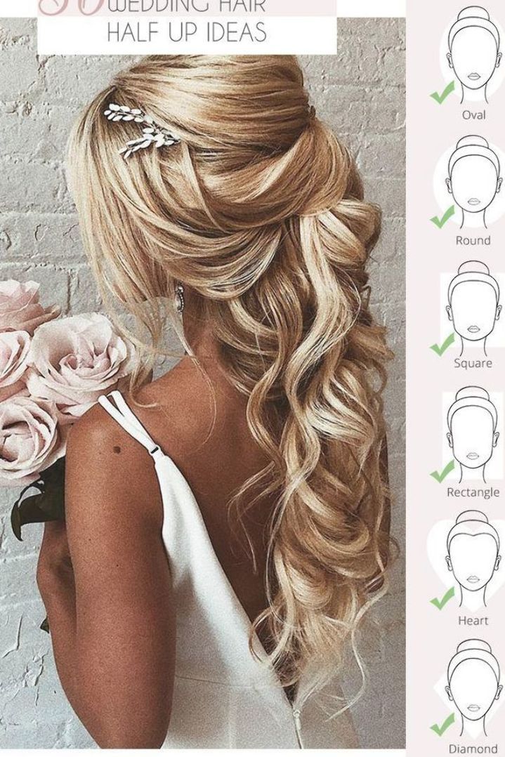 a woman with long blonde hair and flowers in her hair, labeled wedding hair half - up ideas