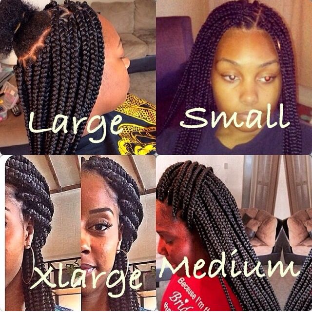 I want these in large or extra large but don't know how long they would last with my natural hair..anybody know plez leave a comment Braids Chart, Thick Braids, Large Box Braids, Blonde Box Braids, Twisted Hair, Braids And Twists, Twists Locs, Long Box Braids, Types Of Braids