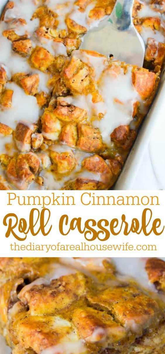 this pumpkin cinnamon roll casserole is so good it's made in the oven