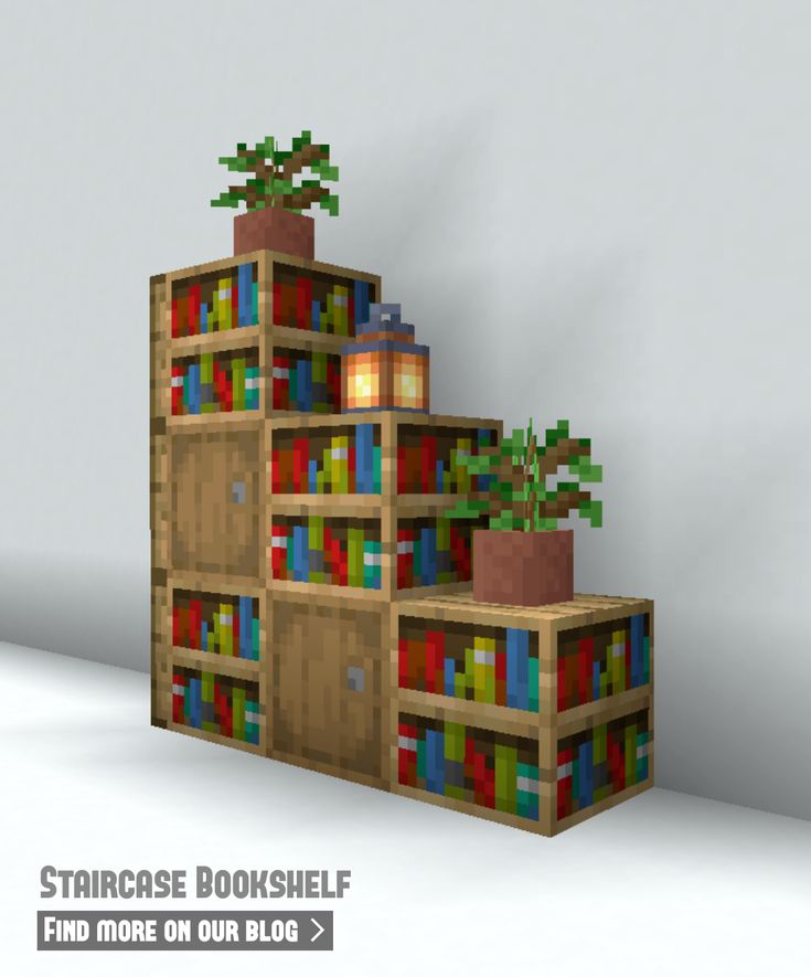 a stack of bookshelves made out of lego blocks with plants growing on top