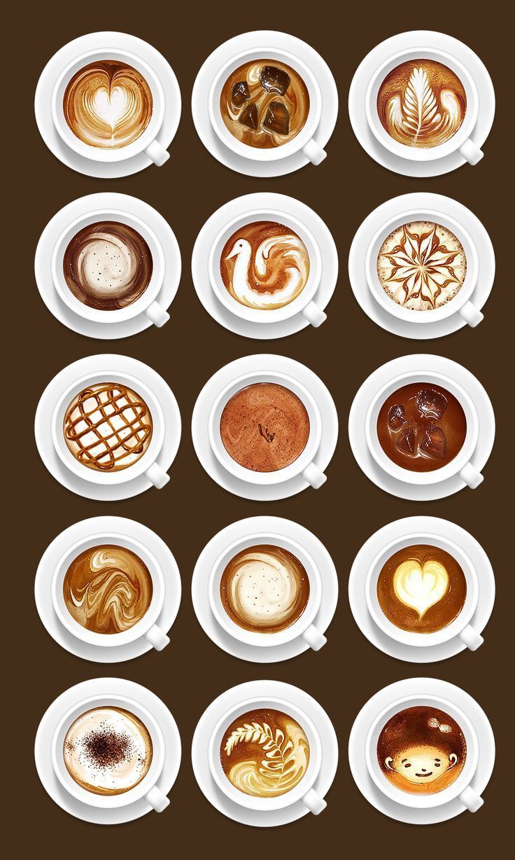 coffee cups and saucers with different designs on them