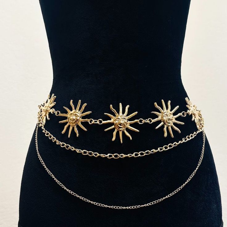 New Unbranded Material: Zinc Alloy Length: 41 Inch Gothic Belt, Golden Belt, Sun Belt, Harajuku Punk, Waist Belts, Chain Dress, Body Chains, Gold Sun, Moon Sun