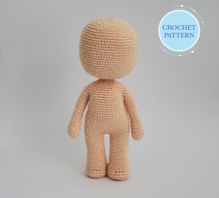 a crochet doll is standing in front of a white background with the words crochet pattern above it