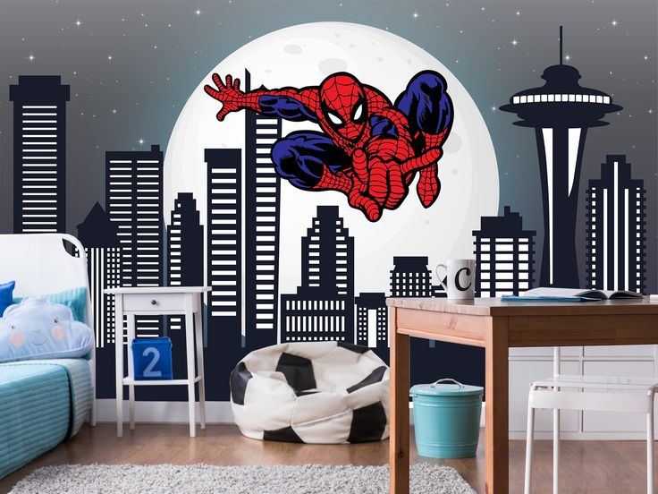 Spiderman Wallpaper Peel and Stick for Kids Room, Superhero Wall Decor Boys Bedroom, Avengers Night Cityscape Art Mural Toddler Playroom 💚 OUR ADVANTAGES IN THE PRINTING PROCESS - All our items are printed with Top Class, Professional HP Latex Printer. - Only Original HP Eco Latex inks are used - Healthcare-water-based HP Latex Inks are Completely odorless! - No special ventilation is required, no hazard warning labels or HAPs, nickel free - Meet high standards-HP Latex Inks are UL ECOLOGO, UL Superhero Skyline, Moon Mural, Superhero Boys Room, Spiderman Wall Decals, Wall Decal Boys Room, Superhero Wall Decor, Spiderman Bedroom, Avengers Room, Spiderman Room