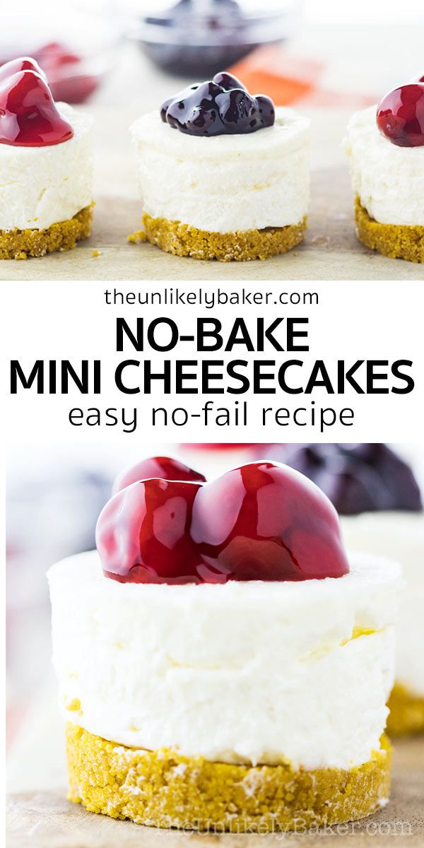 no bake mini cheesecakes with cherries on top