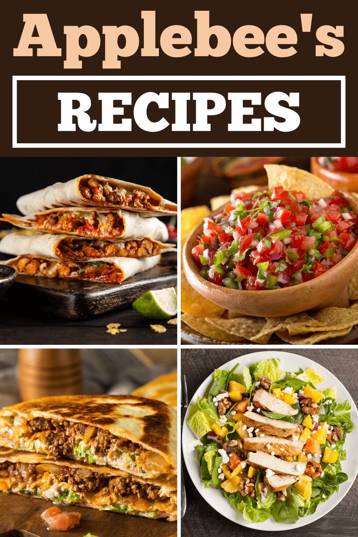 applebee's recipe collage with pictures of different types of food in it