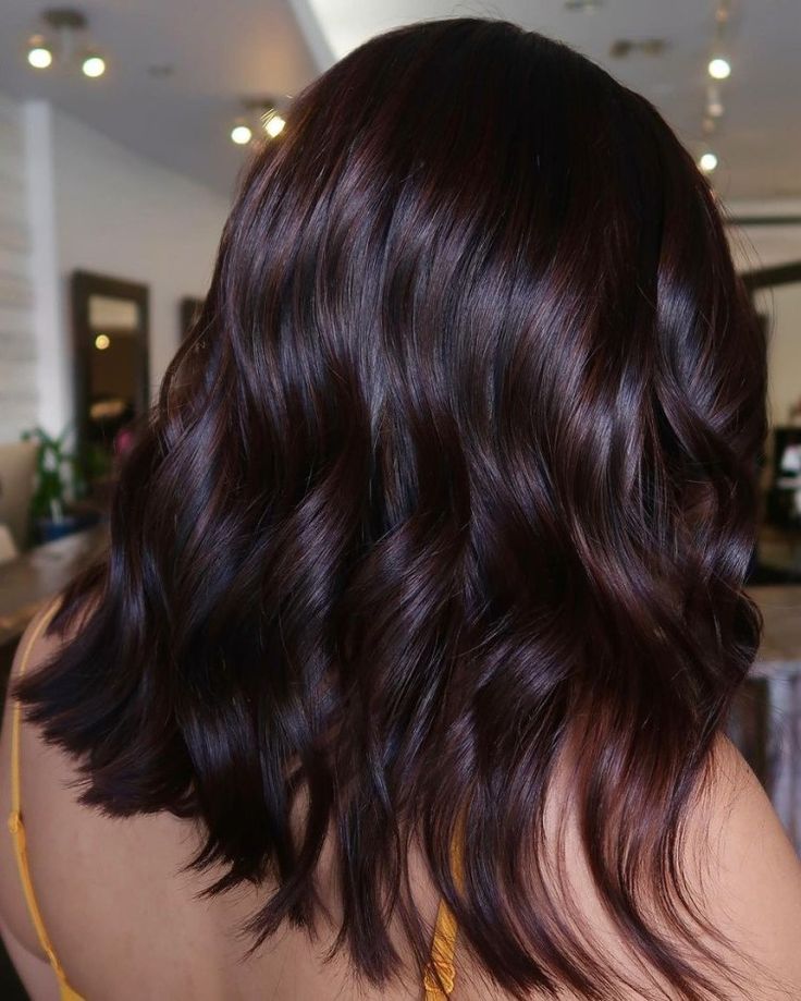 Shiny Cherry Chocolate Hair Color Cherry Chocolate Hair Color, Cherry Chocolate Hair, Chocolate Hair Color, Chocolate Brown Hair Color Ideas, Chocolate Blonde, Dark Balayage, Dark Chocolate Hair, Dark Chocolate Brown Hair, Red Balayage Hair