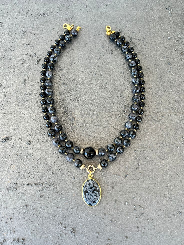 Beaded handmade obsidian and onyx necklace is for women. You can wear this unique gemstone jewelry everyday and it will absolutely add a stylish finishing touch to your look. Beaded statement necklace is suitable for all clothes. It is two strands and you can use seperately or together. You can choose this obsidian necklace for your mom, wife or girlfriend as a birthday gift. If they like black color and gemstone jewelry, this handmade necklace is a perfect gift for them. - Necklace Length: appr Handmade Black Agate Beaded Necklaces, Handmade Black Onyx Beaded Necklaces, Black Agate Round Beads Necklace, Black Double Strand Necklace With Black Beads, Black Double Strand Necklace With Beads, Black Agate Gemstone Beads, Black Agate Beaded Necklace, Black Agate Beads For Jewelry Making, Black Spiritual Double Strand Jewelry