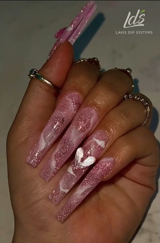 Reflection Nails, Pink Marble Nails, Baby Shower Nails, Nails Marble, Neon Pink Nails, Reflective Nails, Baby Pink Nails, Pink Glitter Nails, Marble Nail