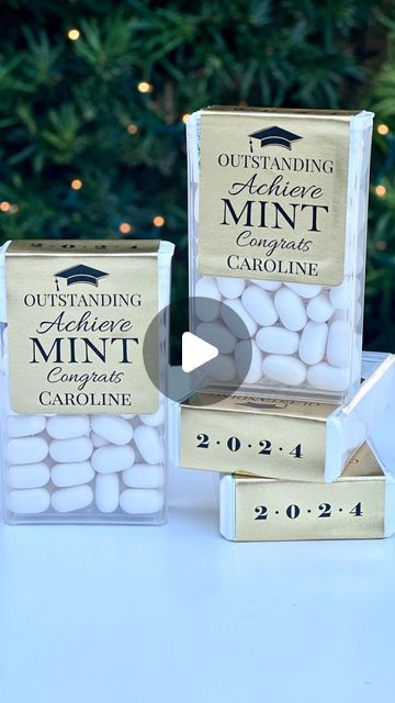 two boxes filled with white candy sitting on top of a table