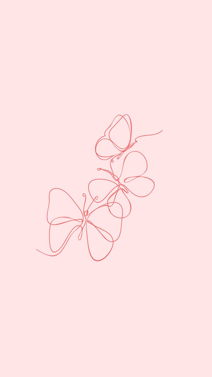 three pink butterflies on a light pink background with the word love written in red ink