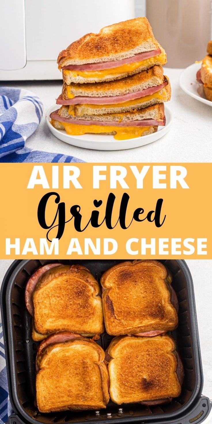 the air fryer grilled ham and cheese sandwich is ready to be cooked in the oven