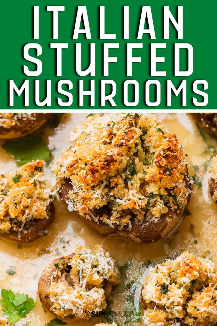 italian stuffed mushrooms with parmesan cheese on top