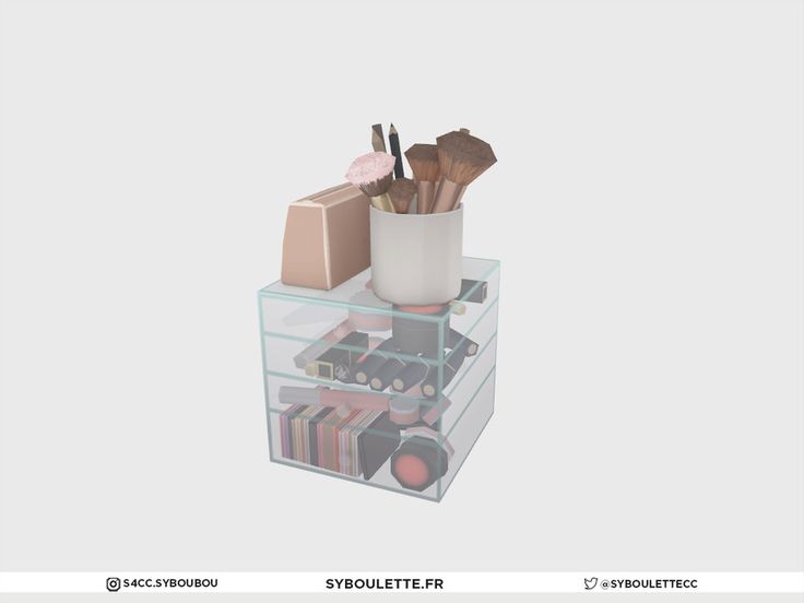 the container is filled with cosmetics and other items for makeup products to be placed in