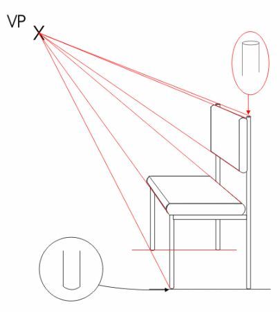 the drawing shows how to draw a chair