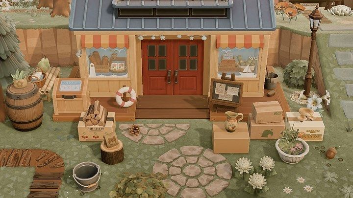 an image of a doll house in the middle of a yard with lots of furniture