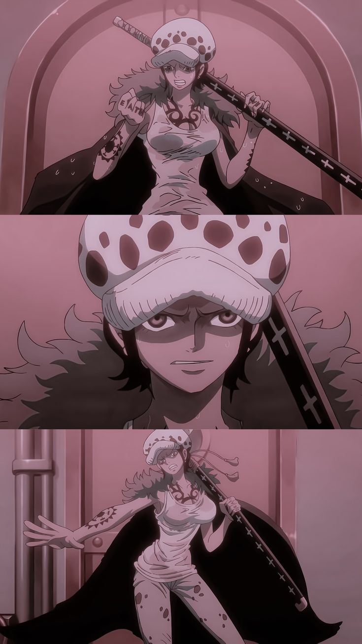 Trafalgar Law Doflamingo, The Heart Pirates One Piece, Law And His Crew, Vintage One Piece Wallpaper, Female Law Trafalgar, Genderbend Law, One Piece Women Anime, Law Cosplay Female, Fem Law One Piece