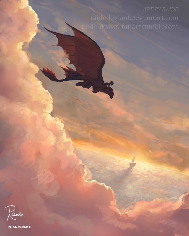 a painting of a dragon flying in the sky