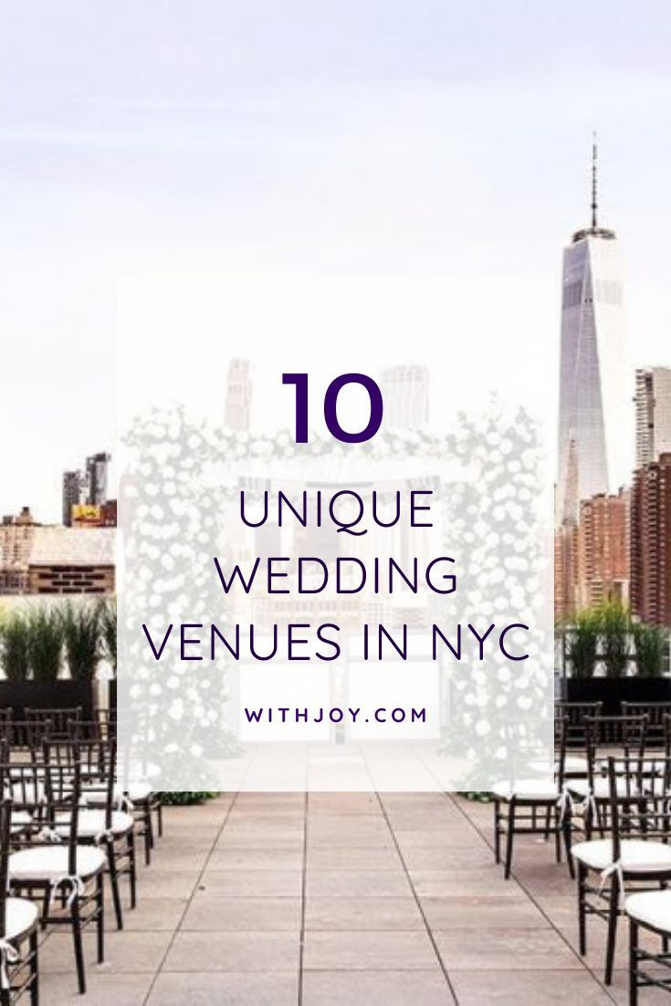 rows of chairs with the words 10 unique wedding venues in nyc written on them,