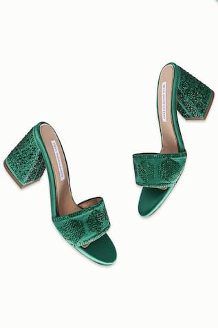 Emerald green block heels with two straps and all over crystal embellishments.
Type: Crystals
Composition: Upper Satin, Lining: Faux Leather
Color: Green
Other Details: 
Weight (in gms): 950 - Aza Fashions Green Block Heels, Heels Green, Footwear Heels, Crystal Embellishment, Green Crystals, Aza Fashion, Emerald Green, Block Heels, Embellishments