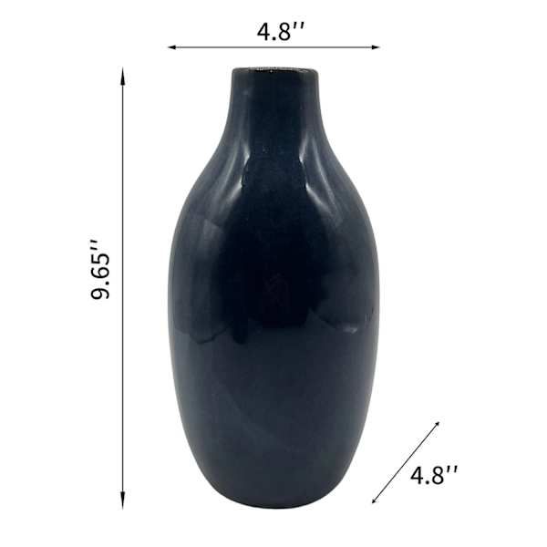 a black vase is shown with measurements for it