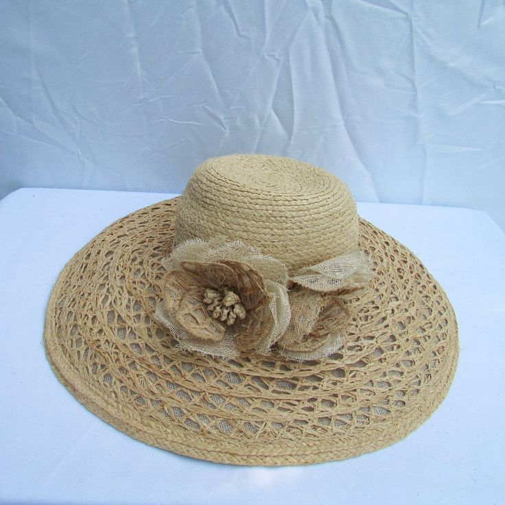 100% Straw Brand New W/O Tag One Size Straw Hat With Short Brim For Spring, Spring Straw Hat Short Brim, Short Brim Straw Hat For Spring, One Size Short Brim Straw Hat For Spring, Wide Brim Straw Hat One Size For Spring, Spring Wide Brim Straw Hat One Size, Spring Straw Hat Wide Brim One Size, Brown One Size Straw Hat, Chic Spring Hats