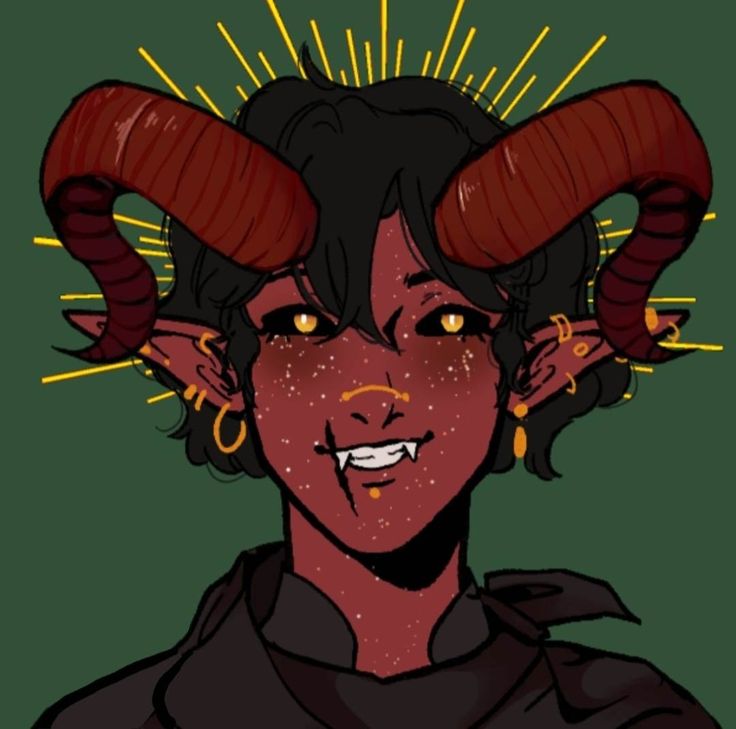 a drawing of a woman with horns on her head