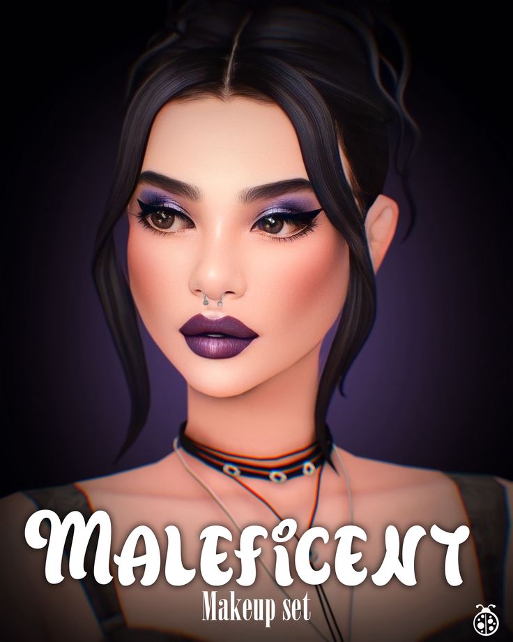 The set includes:  • Ethereal Blush: A soft yet striking flush to highlight your Sim’s cheekbones.  • Mystic Eyeshadow: A purple gradient with hints of shimmer, perfect for a captivating gaze.  • Dark Enchantment Lipstick: A deep, glossy purple that completes the look.  • Wicked Eyeliner: Sleek and sharp for a mesmerizing stare. #sims4 #thesims #makeup #lipstick #eyeshadow #goth