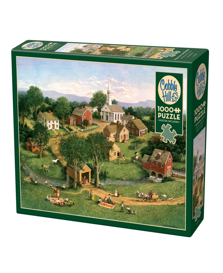 a puzzle box with a farm scene on it