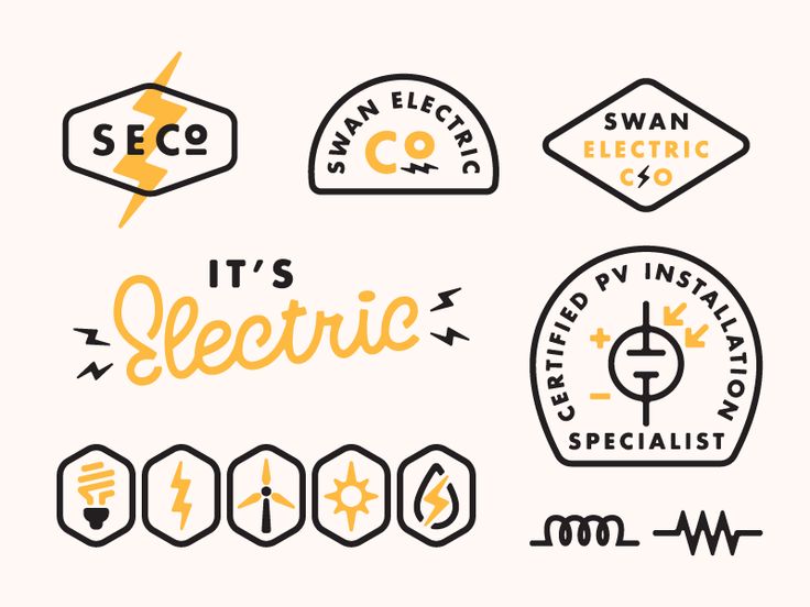 the logos for electric company, it's electric and its logo is shown in black and yellow