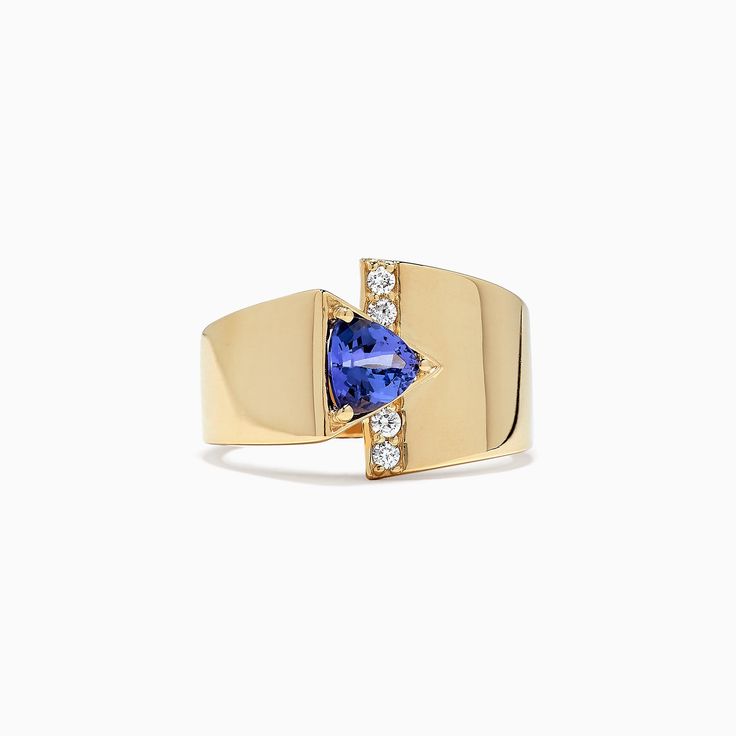 Effy Tanzanite Royale 14K Yellow Gold Tanzanite & Diamond Ring, 0.74 TCW Luxury Tanzanite Diamond Ring In Yellow Gold, Tanzanite Rings, Tanzanite Diamond Ring, Tanzanite Diamond, Gem Ring, Effy Jewelry, Yellow Stone, Dream Ring, Ceiling Design