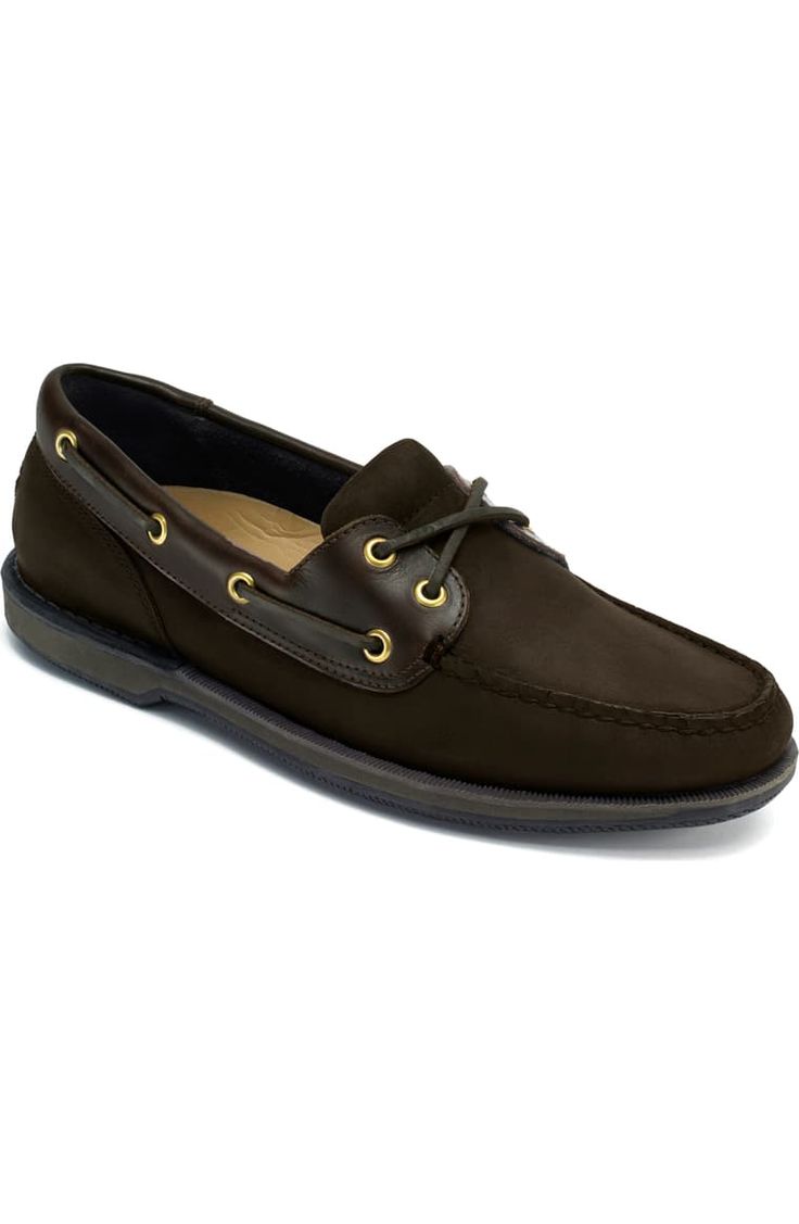 Rockport 'Perth' Boat Shoe (Men) | Nordstrom Classic Slip-on Loafers For Boating, Classic Boat Shoes With Leather Footbed And Round Toe, Classic Moc Toe Boat Shoes For Boating, Classic Round Toe Boat Shoes With Leather Footbed, Classic Moc Toe Boat Shoes, Classic Boat Shoes With Branded Insole, Business Boat Shoes With Leather Footbed And Round Toe, Classic Brown Plain Toe Boat Shoes, Classic Boat Shoes With Leather Footbed