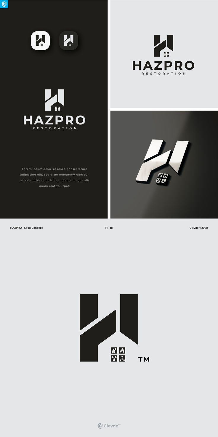 the logo for hazpro is shown in three different colors and font styles, including black