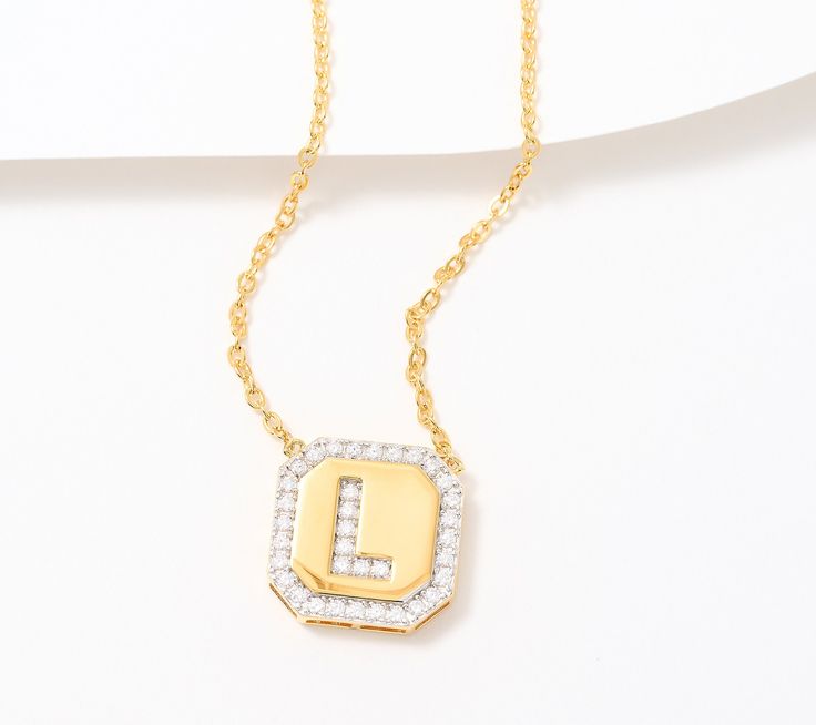 Texting and email are fine -- but to really show that special someone how you feel, this sparkly initial pendant is our favorite kind of love letter. Gold Initial Pendant Name Necklace With Diamond Accents, Gold Pendant Initial Necklace With Diamond Accents, Diamond Accented Initial Pendant Necklace Gift, Initial Pendant Necklace With Diamond Accents As Gift, Luxury Initial Pendant Necklace For Anniversary, Luxury Initial Pendant Necklace Gift, White Gold Initial Necklace With Diamond Accents As Gift, Luxury Initial Necklace For Anniversary, Gift Diamond Accents Initial Pendant Name Necklace