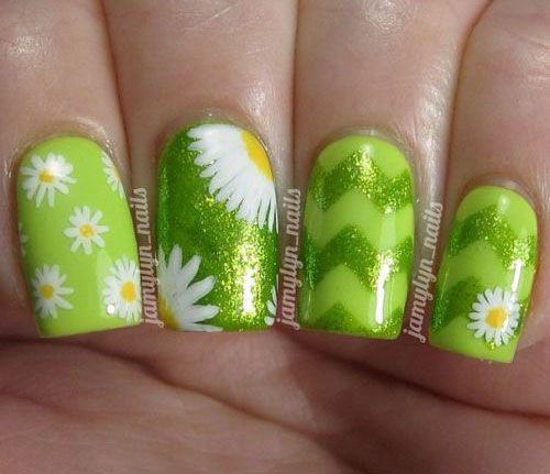 Floral would be pretty in blue or an orange Diy Spring Nails, Flower Power Nails, Easy Spring Nail Art, Nails Bright Colors, Spring Flower Nail Art, Irish Nails, Groovy Nails, Spring Nails Coffin, Spring Nail Art Designs