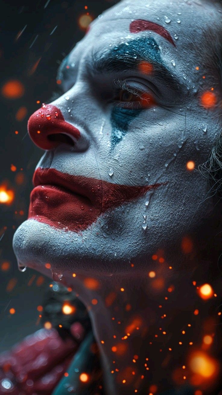 a close up of a person with makeup and clown make - up on their face