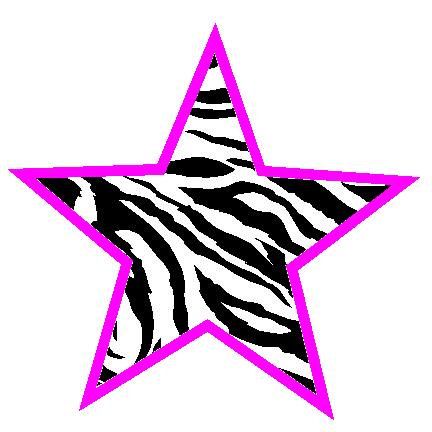 a zebra print star with pink and black stripes